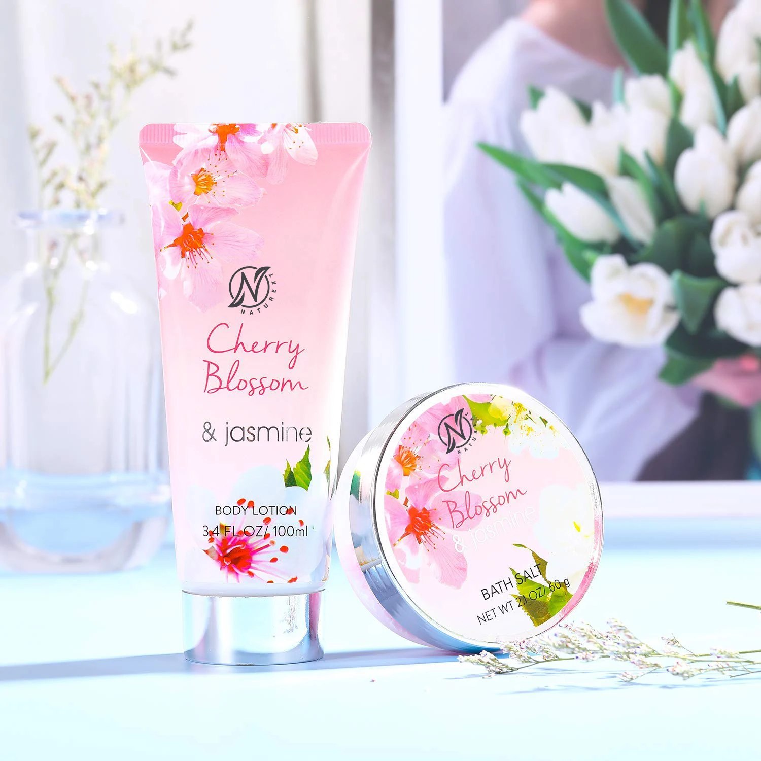 Увлажняющий гель для душа NATUREX с цветком вишни, жасмин, для тела, отбеливание кожи, набор лосьона для спа-ванны