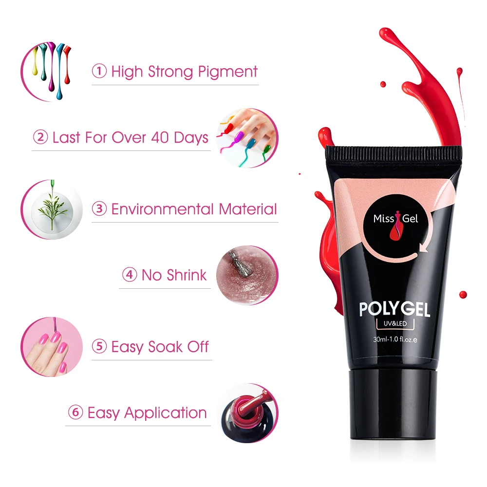 70 Glitter Color Poligel Wholesale Nail Supplies UV Poly Gel Polish Nail Poligel