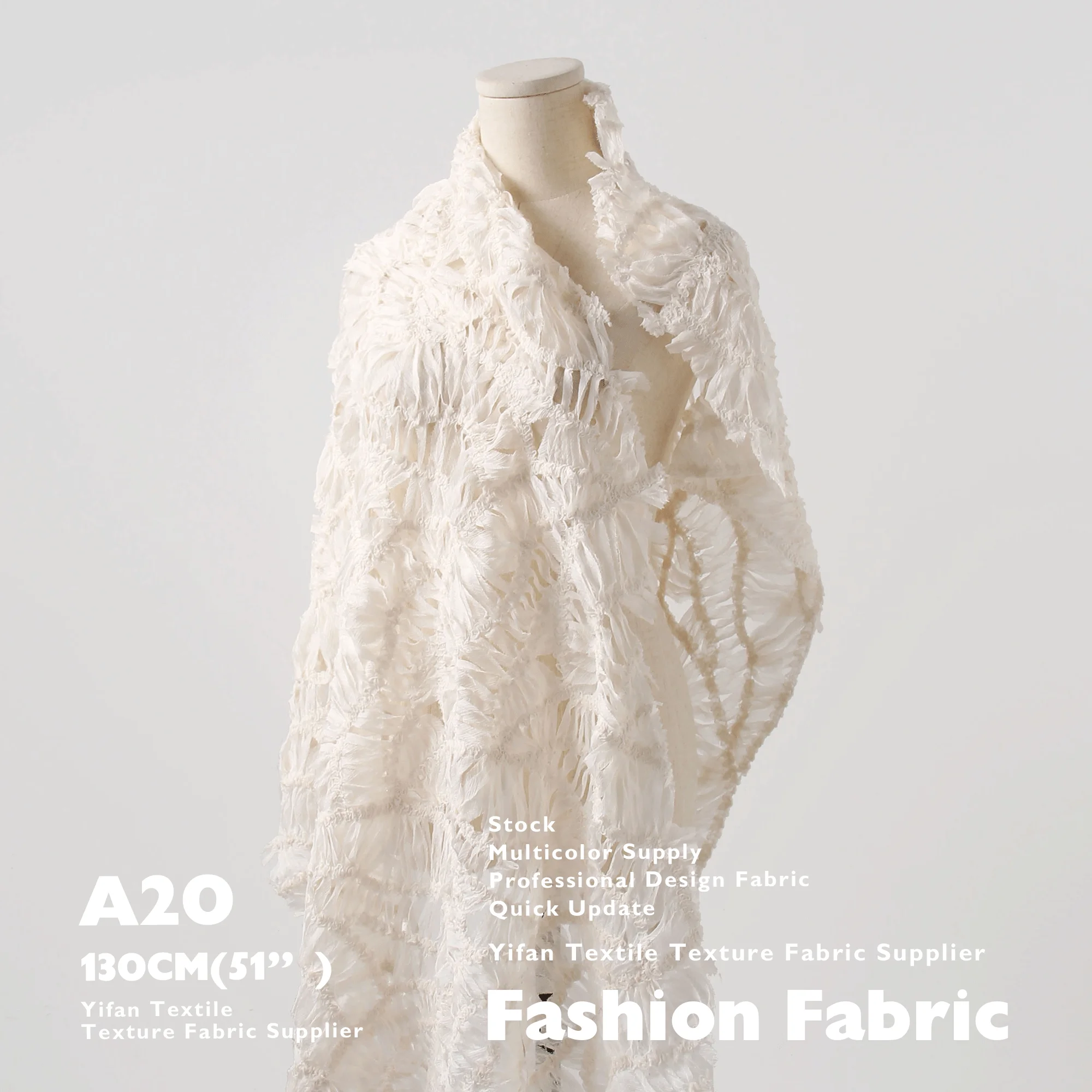 Fashion Fabric High Quality Feather Wings Splicing Structure Fabric 3D Embroidery Fabric For Skirt Clothing Home Decor