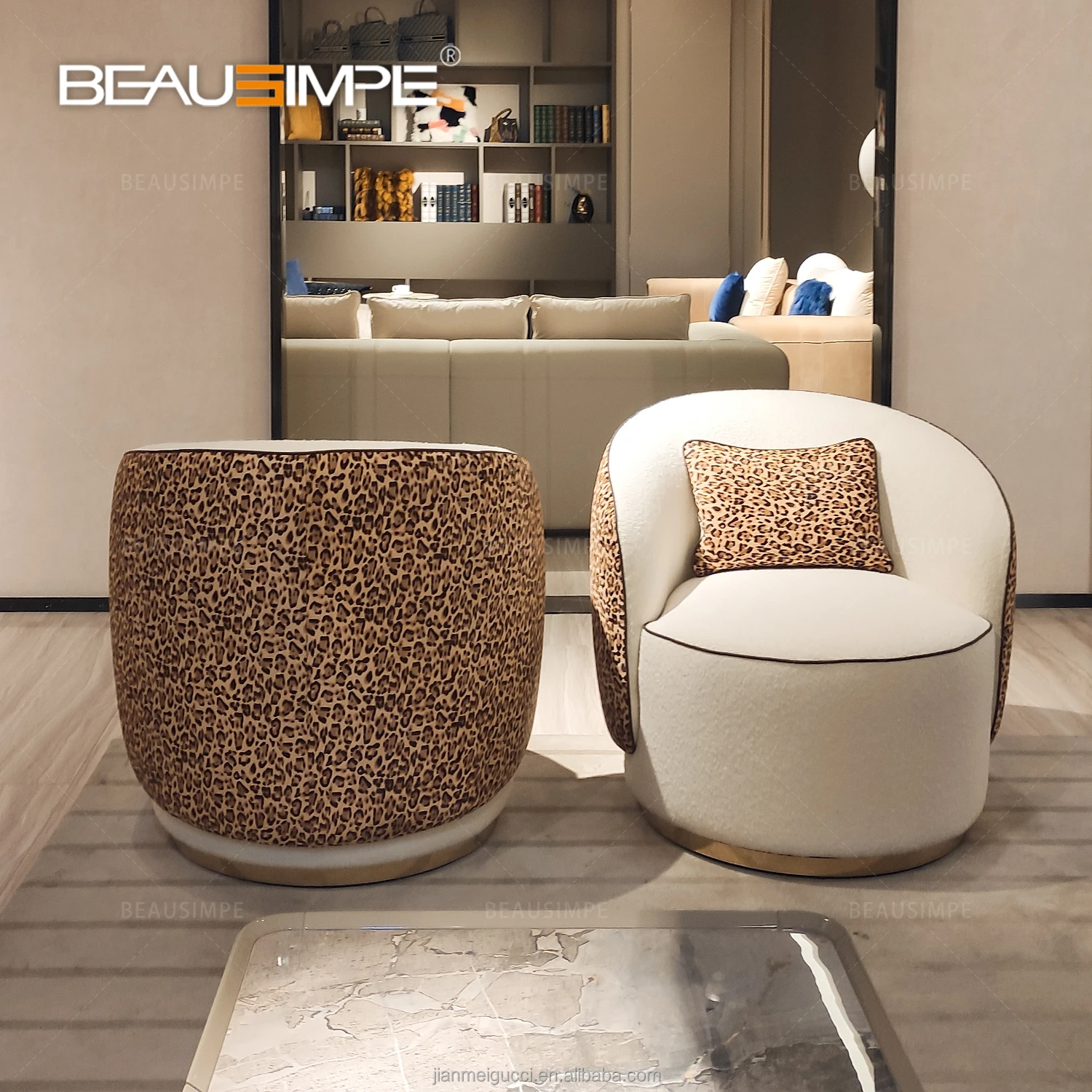 Italian Annabelle Armchair Modern Tufted Sheep Skin Accent Swivel Chair Living Room Bedroom Lounge Chair Luxury Single Sofa