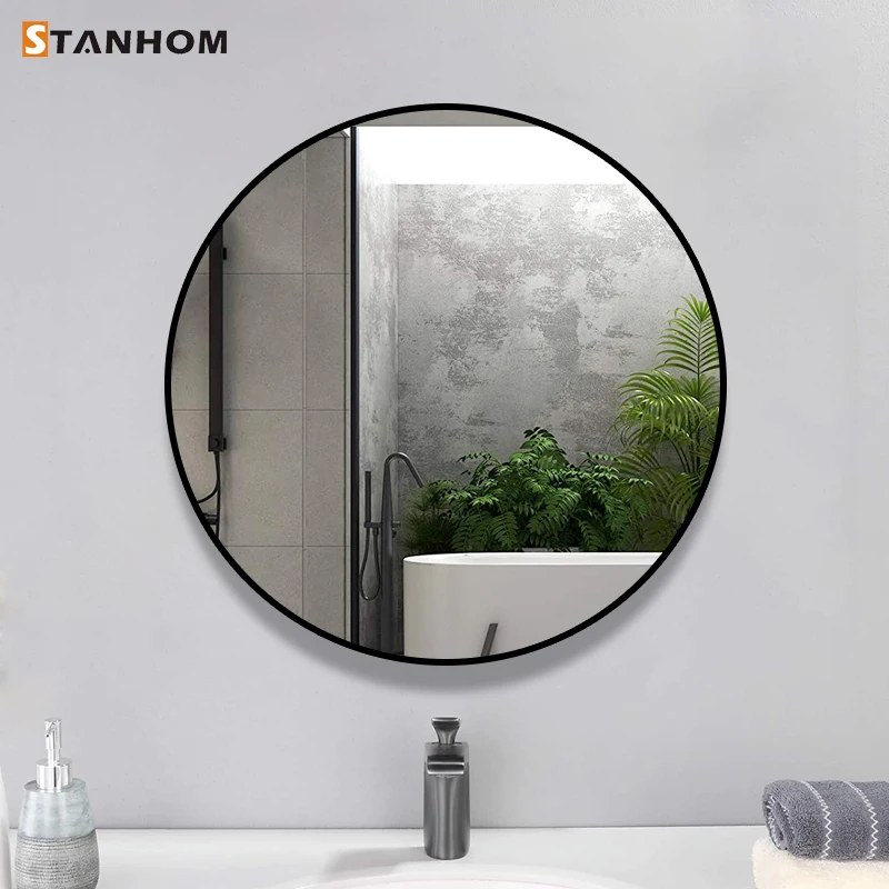 STANHOM round black custom aluminum wall luxury frame mirror