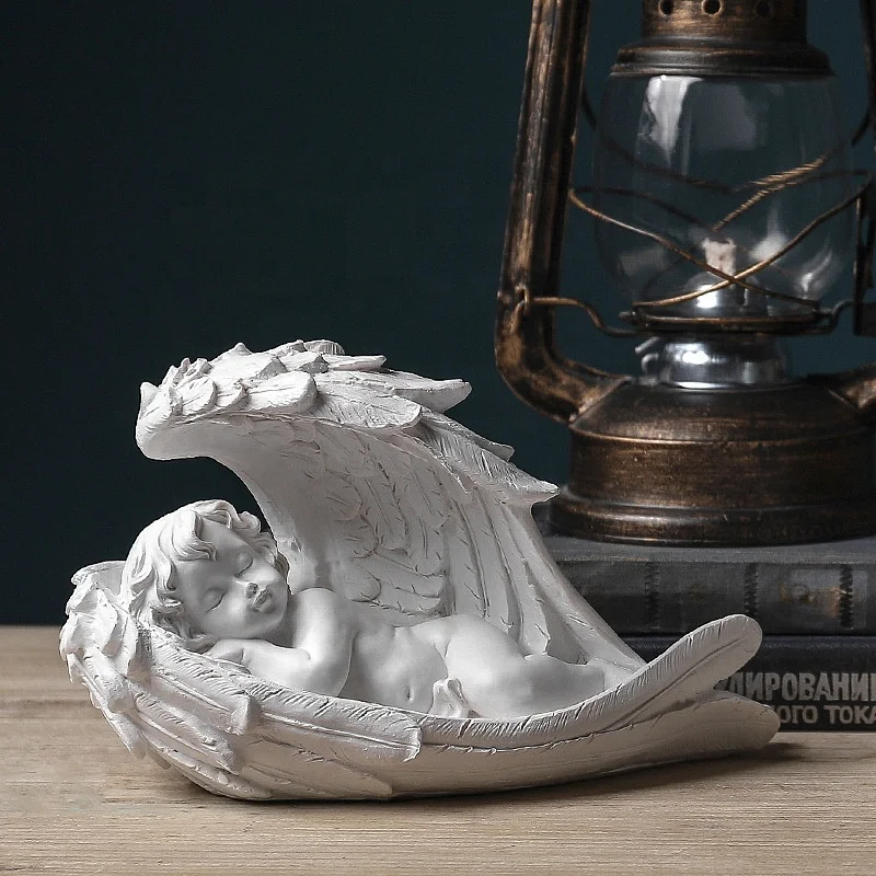 Crafts Home Decoration SCULPTURE Angels Modern Resin Europe White Angel Statue Cherub
