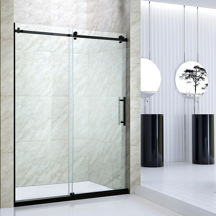Hangzhou Frameless Glass Shower Rooms Matt Black Brushed Nickel Polish Chrome 304 Stainless Steel Hardware Shower Door