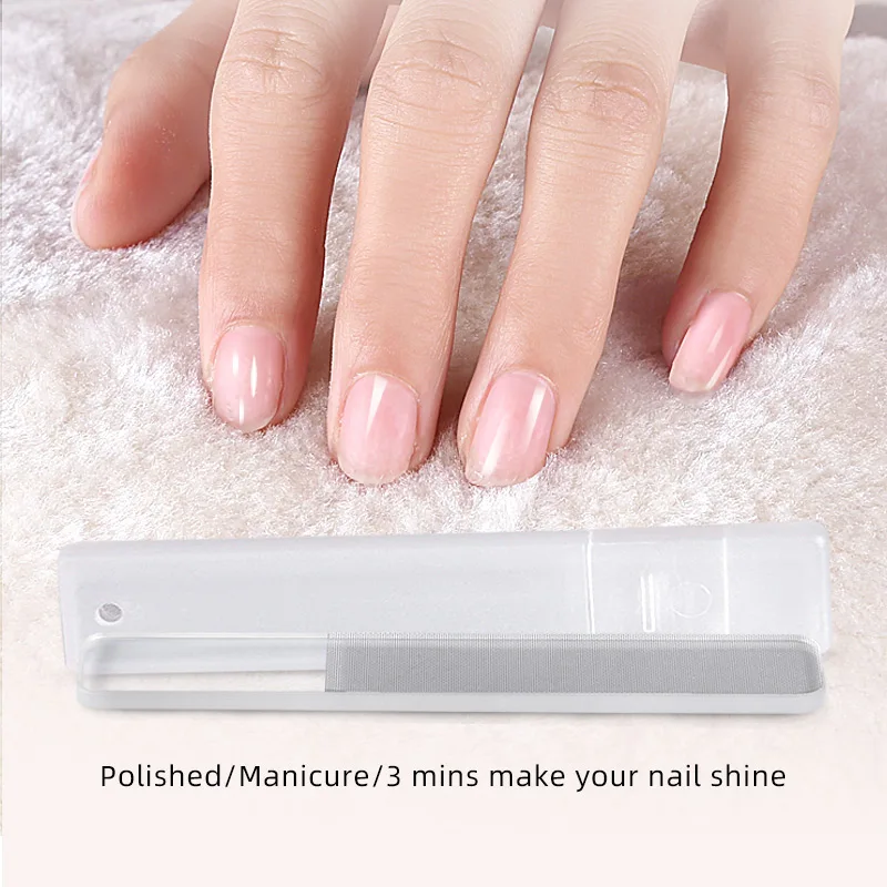 Custom printed logo box shaped glass nail file Double sided nail polish file Durable nano glass nail file
