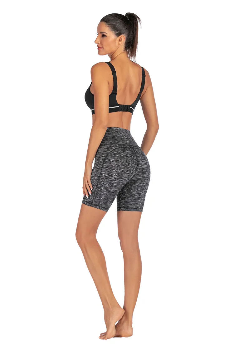 
Hot-Selling High Waist Custom Girls Printed Fitness Gym Running Athletic Shorts With Side Pocket 