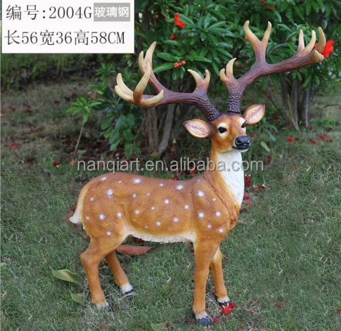 Outdoor Garden Park Decoration Ornament Artificial Resin Crafts Lifelike Life Size Fiberglass Sculptures Animal Sika Deer Models