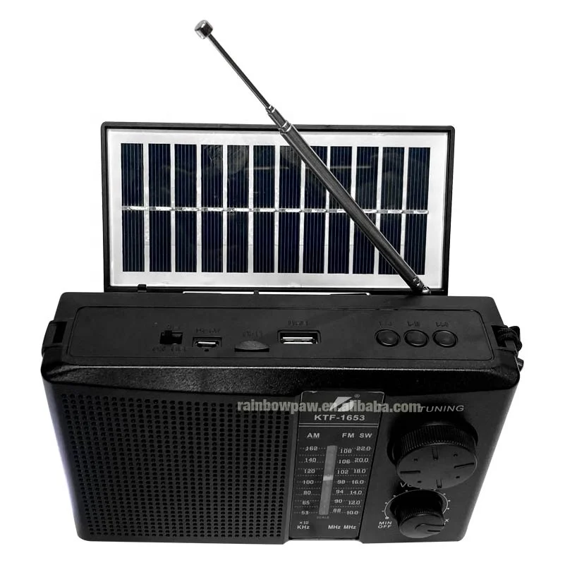 KTF-1653 Solar Charging Wireless Portable AM FM SW 3 Band Bt Radio Speaker Rechargeable Multi-function Audio Mp3 Player TF Usb