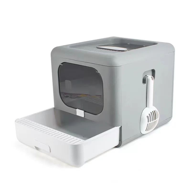 Роскошный большой кошачий Туалет, складной полностью закрытый большой закрытый туалет для кошек с крышкой