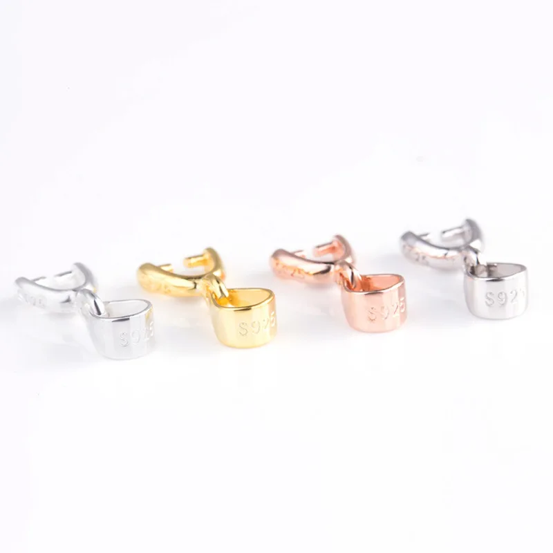 925 Sterling Silver Pinch Clip Bail Bead Pendant Connector For DIY Necklace Accessory 12mm/14.5mm