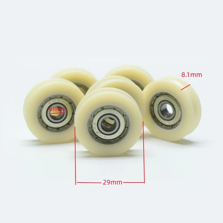 626 Low U-groove Ball Bearing Pulleys Door & Window Rollers 626 Bearing Roller PA66 Nylon with Fiber Coating  Pulleys 6x29x8.1mm