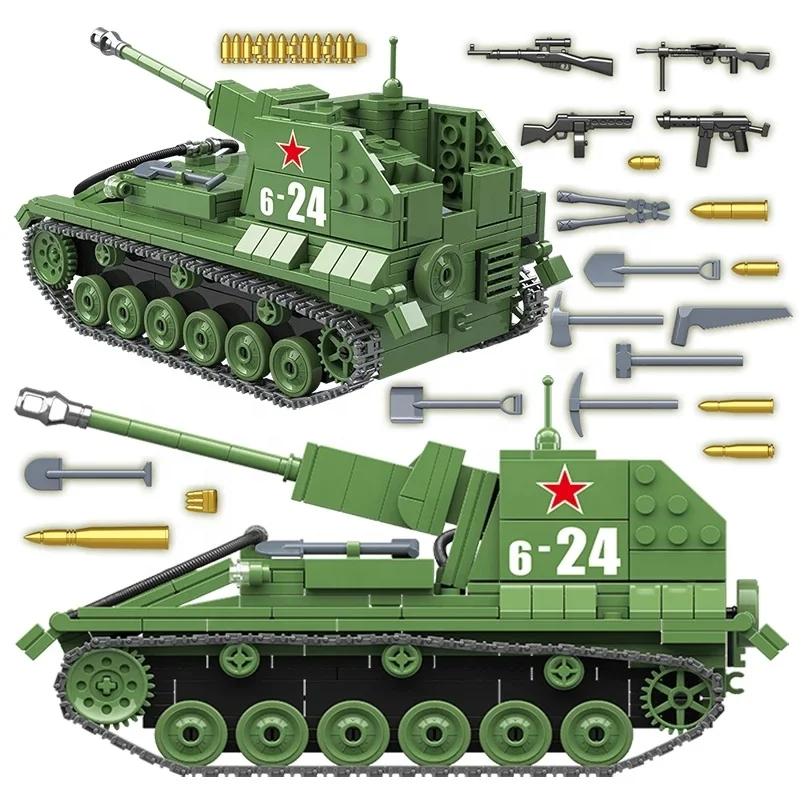 100085 WW2 военный SU-76M легкий танк оружие город поделки пластиковые игрушки детские строительные блоки кирпичи