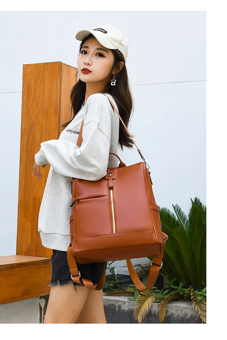 mini backpack women pu leather shoulder bag for teenage girls kids multi-function small bagpack female ladies school backpack