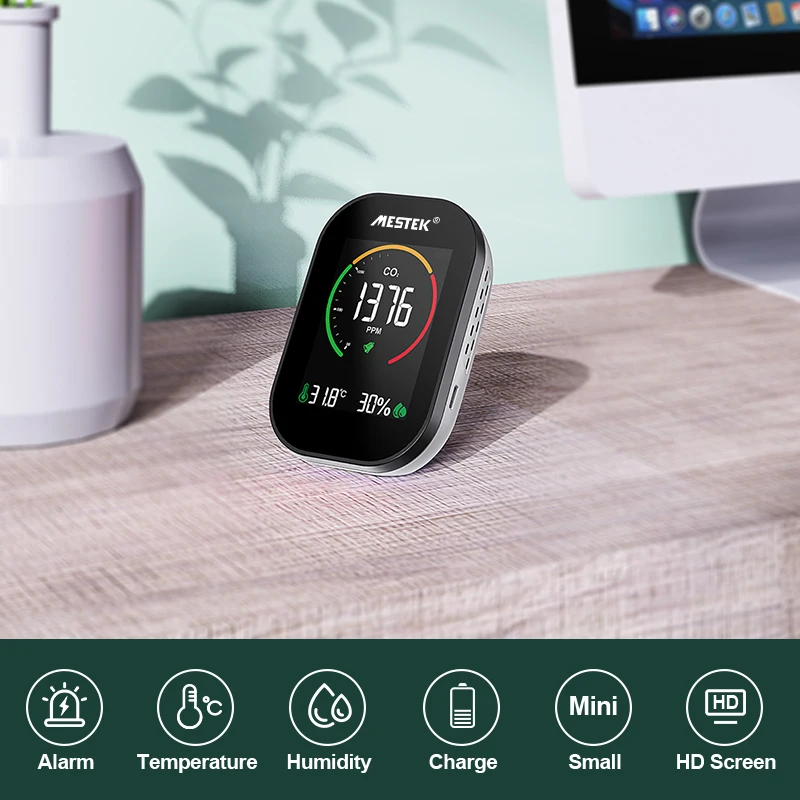 Mestek трехцветный цифровой измеритель CO2 3 в 1 реальном времени 400 ~ 5000 PPM