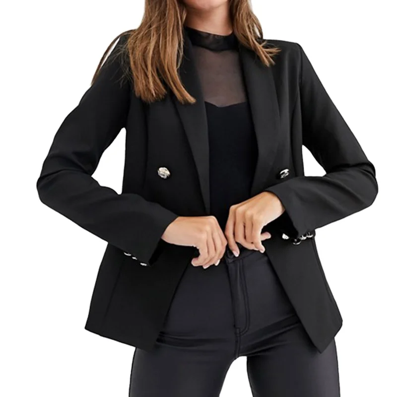Women DOUBLE BREASTED BUTTON blazer women formal suits office lady