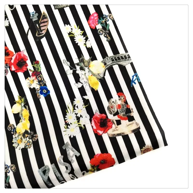 YH8-129 Hot Sale Strip Flower Dessigned Lining European and American style Digital Printing Satin lnterlinings