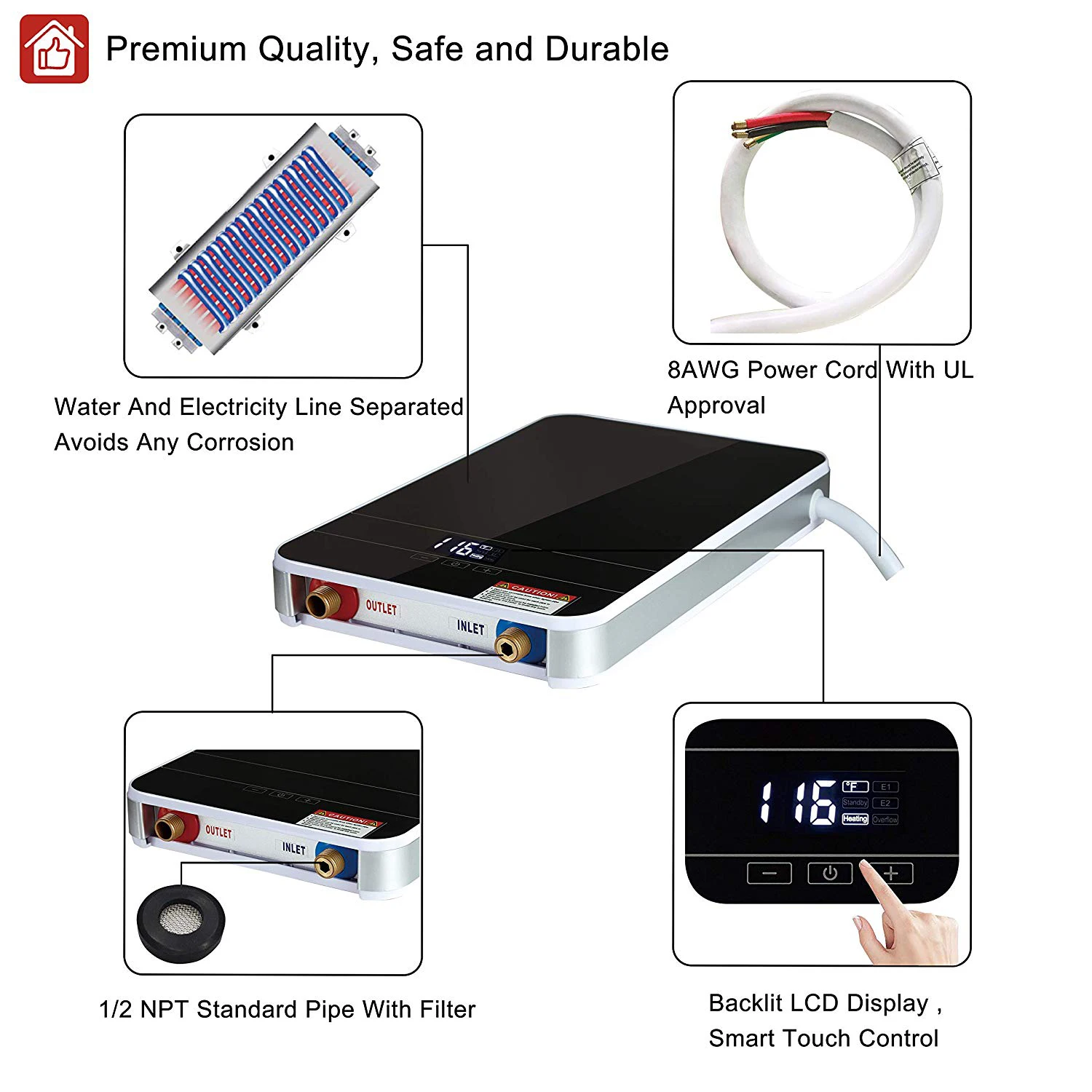 6.5KW-EIW-A4-7 portable solar powered livestock water heater with solar energy water bucket heater