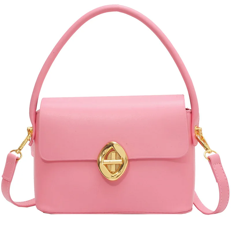 2024 New Simple Solid Color Retro Design Handbag for Women PU Single Shoulder Crossbody Bag Go Out Fashion Bag Lady Bags 