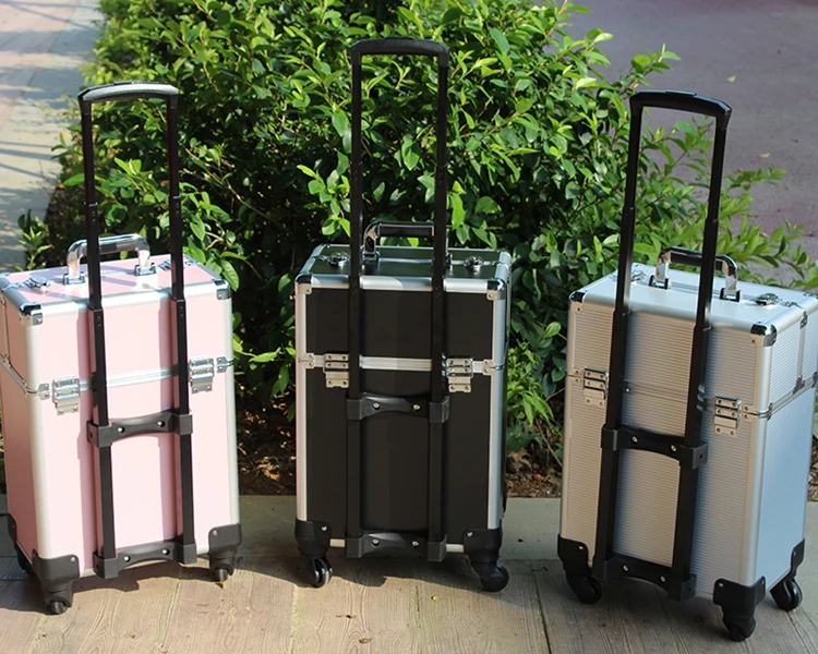 Wholesale Beauty Case High quality large cosmetic box Customized Luggage Rolling Professional Makeup Case With Mirror Legs