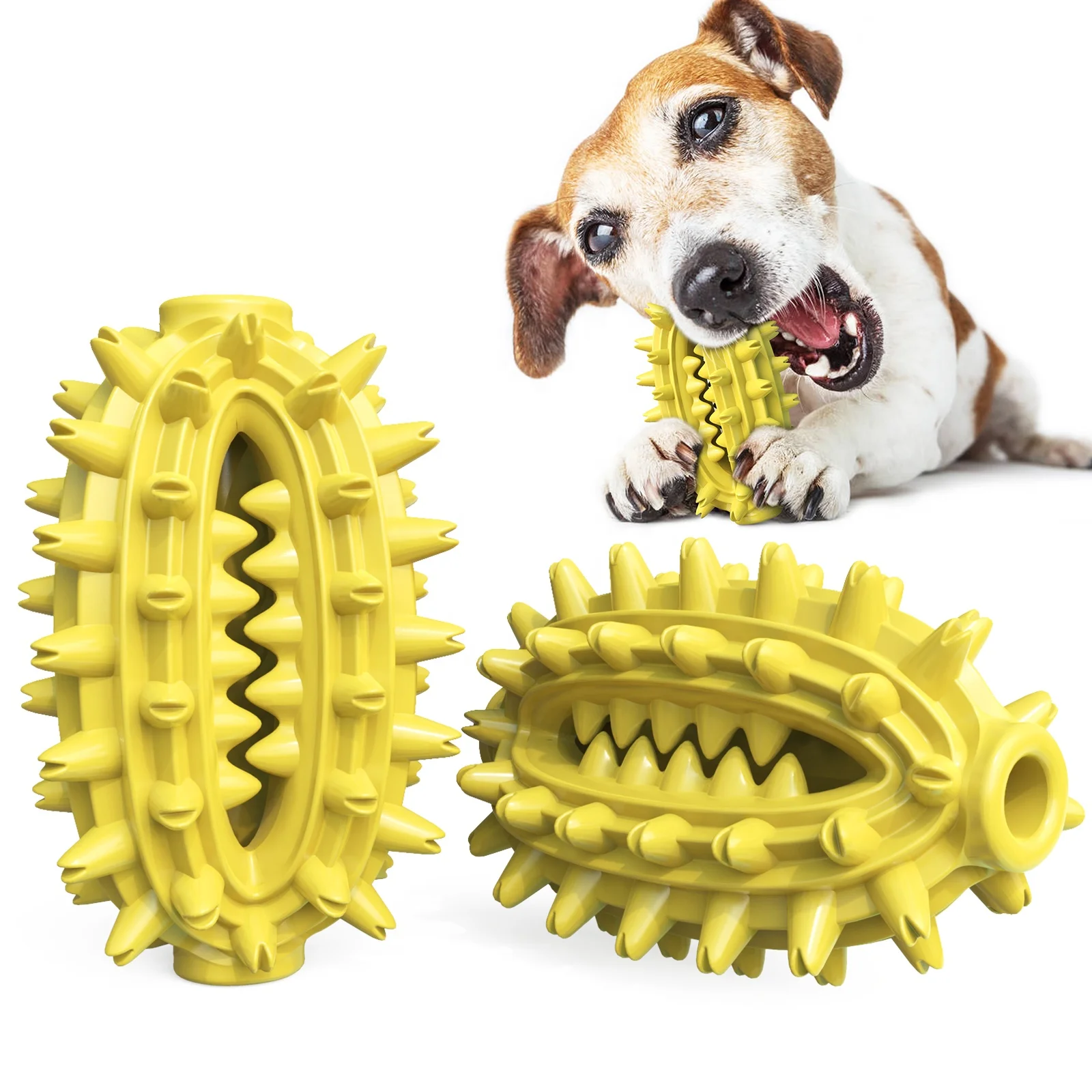 factory wholesales dog Chew Toy Cactus shape Rubber silicone Slow Leakage Food  pet dog teeth cleaning toy ball dog toothbrush