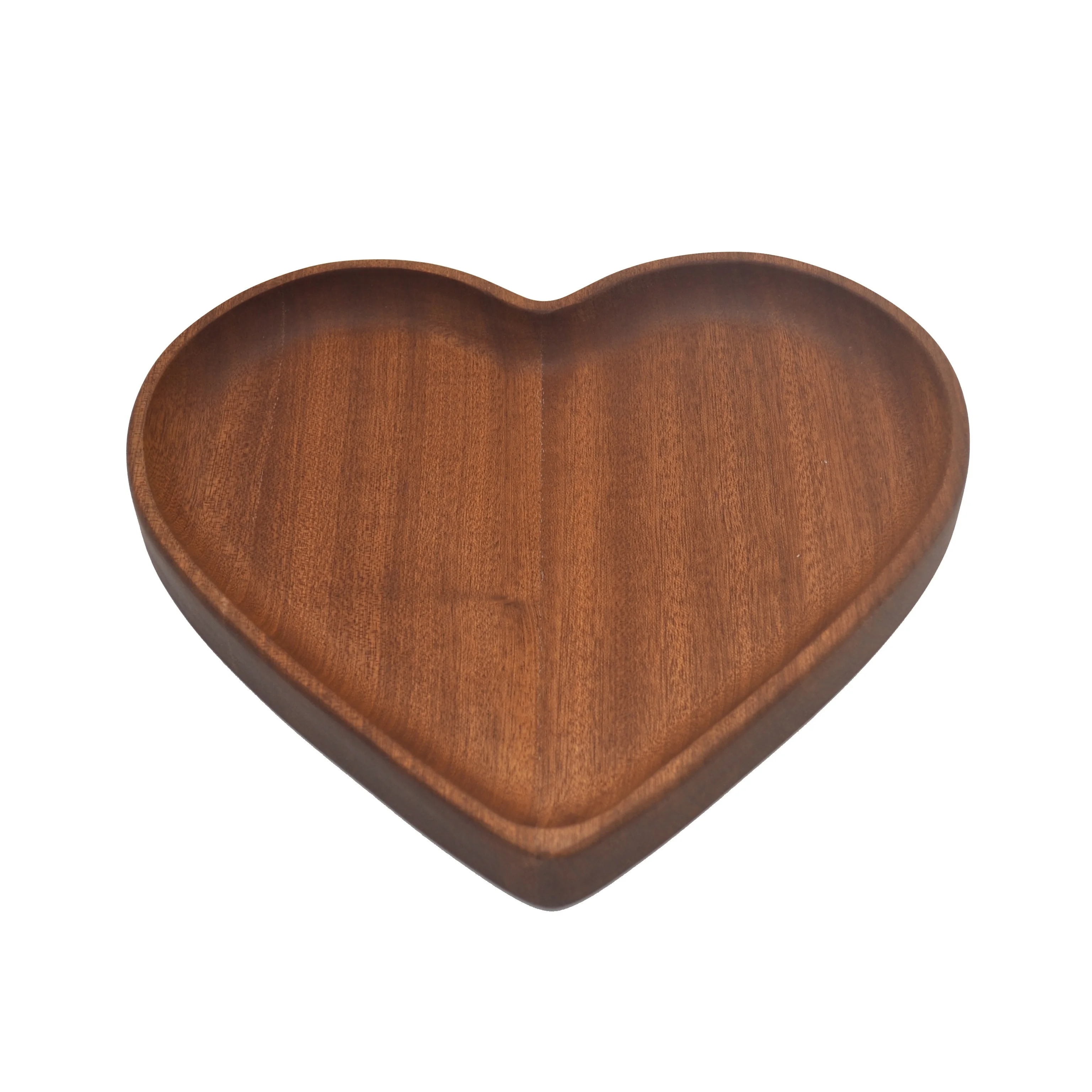 Wholesale Customized Promotional Unbreakable Dinner Natural Handmade heart  Shape Japanese Wooden Dish Plates