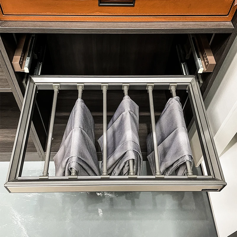 New Wardrobe Accessories Pull Out Trouser Clothes Pants Rack Hanger Organizer Aluminum Pant & Skirt Hangers