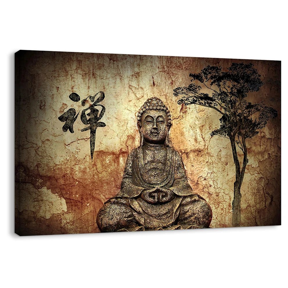 Large size Buddha painting framed wall arts on Canvas Custom Prints for Living room Decor