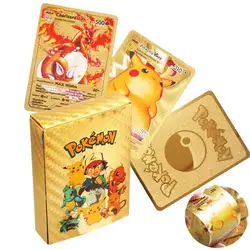 Wholesale Pokemoned cards games Poke-mon gold foil cards 10 pet sprite card cartas pokmon original