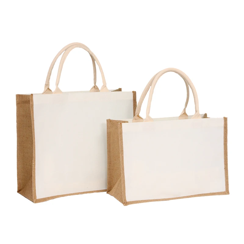 100% jute beach fabric flood control shopping bag with sap colorful handles sofa fabric for plants seed