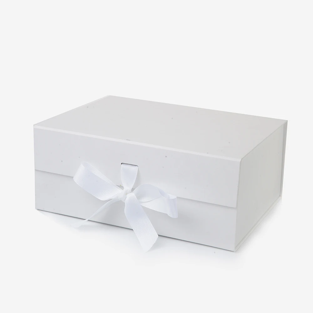 
Custom Logo Design Skirt Big White Ribbon Magnetic Close Folding Packaging Gift Box For Shopping 