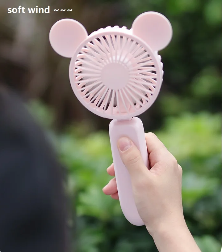 Mini electric fan Summer USB charging handheld folding with small night light  Large capacity long continued unsilted LOGO