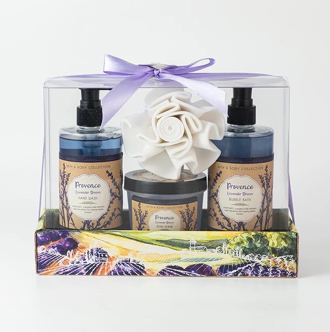 Packaging Purple Holiday Hand Washing Gel and Bath Bubbles Gift Whitening Skin Care Set(New)