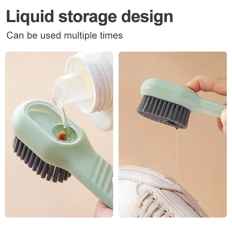 1/2pcs Shoes Brush Automatic Liquid Discharge Multifunction Press Out Shoes Cleaner Soft Bristles Clothes Brushes Cleaning Tool