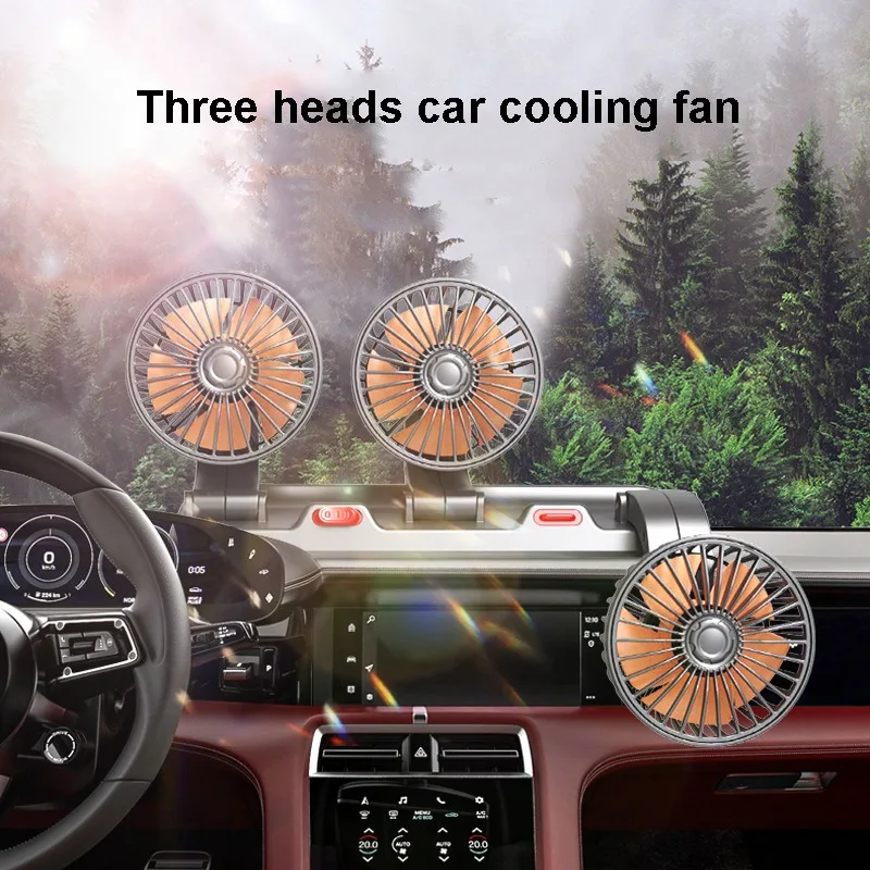 24V 12V Three 3 heads car fan triple heads dashboard truck fan car accessories 2024 for RV boat cabin caravan van fan