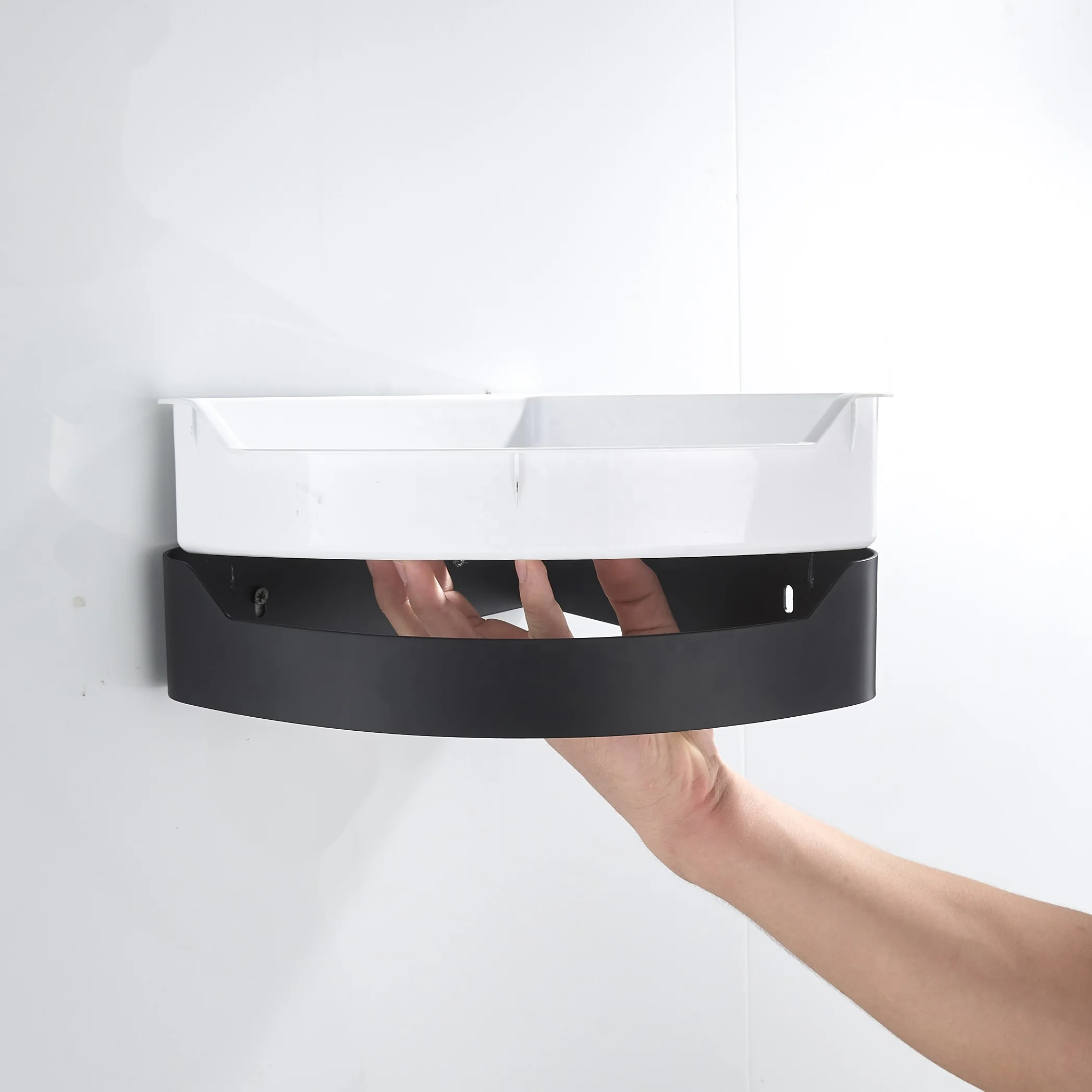 Black Tri-angle 304 stainless steel Bathroom Storage shampoo Shower Corner shelf