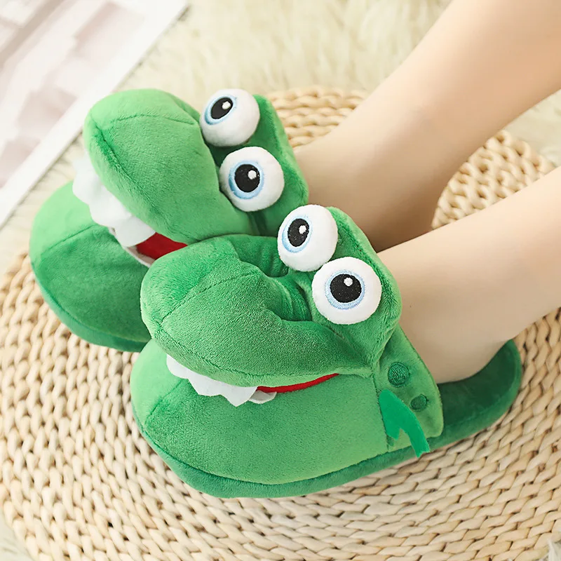 2021 Tik tok Funny product hot stuffed Plush walking crocodile slippers open mouth slipper