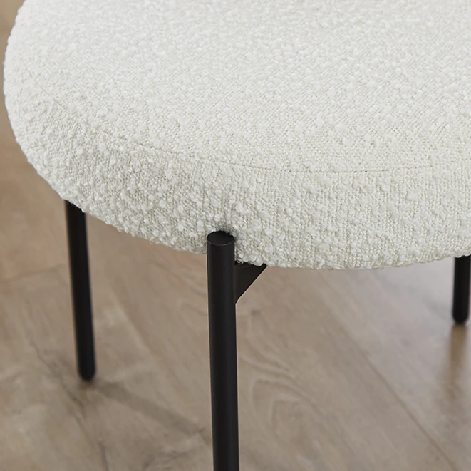 Italian Dinning White Boucle Fabric Upholstered Dining Room Chair