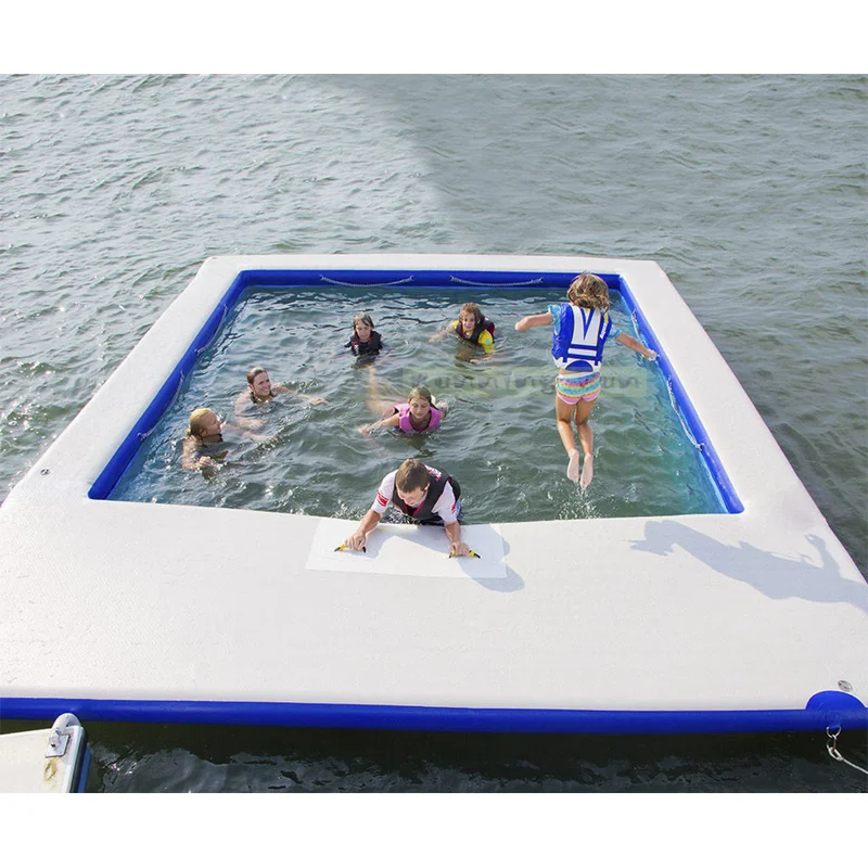 Commercial Inflatable Floating Yacht Sea Swimming Pool with Anti Jellyfish Netting, Inflatable Pool On Ocean With Net