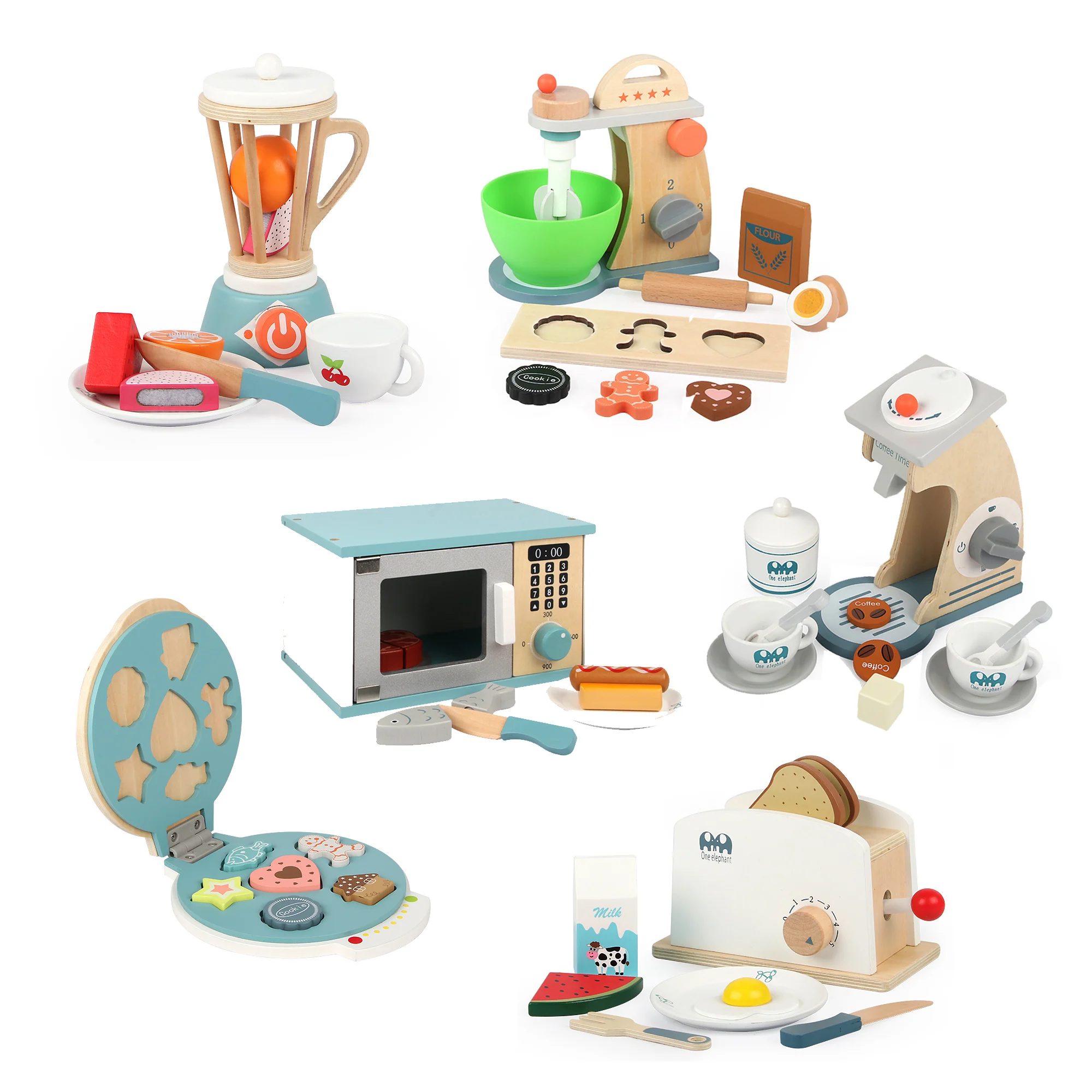 WD20010 New Kitchen Toy Pretend Play Cooking Simulation Educational Toys Mixer Bake Set Wooden Kitchen Blender toy For Kids