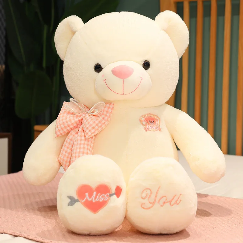 CE/ASTM OEM 2024 New Loli Big Bear Doll Bow Tie Bear Plush Toy Sofa Decoration Cushion Holiday Gift