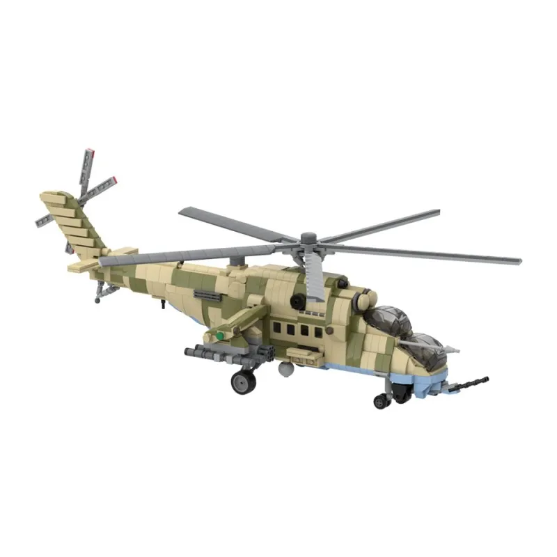 GoldMoc MOC-193388 Mil-Mi35M Hind Attack Helicopter Model Bricks Education Toy Custom Army Attack Airplane Building Blocks Toys