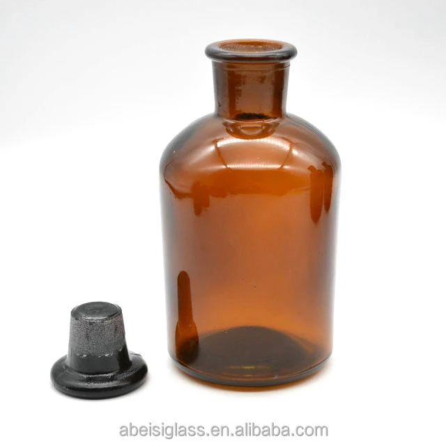 Wholesale 250ml 500ml Empty Reagent Bottle Amber Glass Apothecary Bottles With Glass Stopper