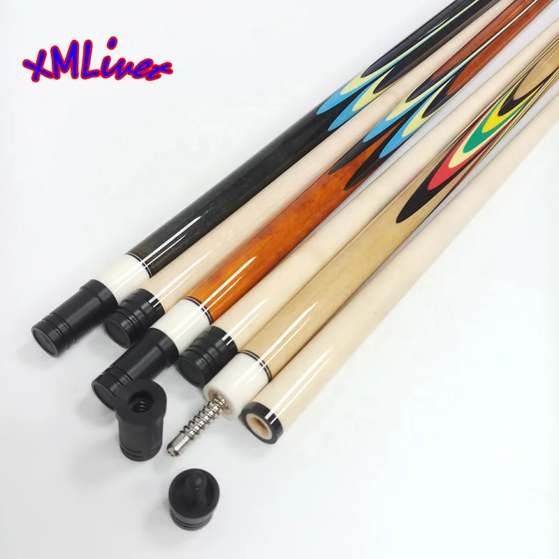 xmlivet korea style Pool Carom cues colorful decal 12mm carom billiards cues in radial pin joint maple wood cues