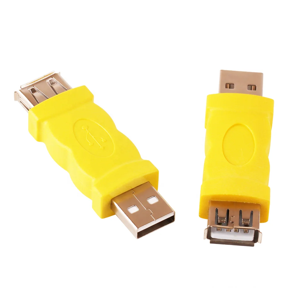 USB 2.0 A Male to Female Extension Adapter Converter Yellow USB M/F Connector for Computer Laptop
