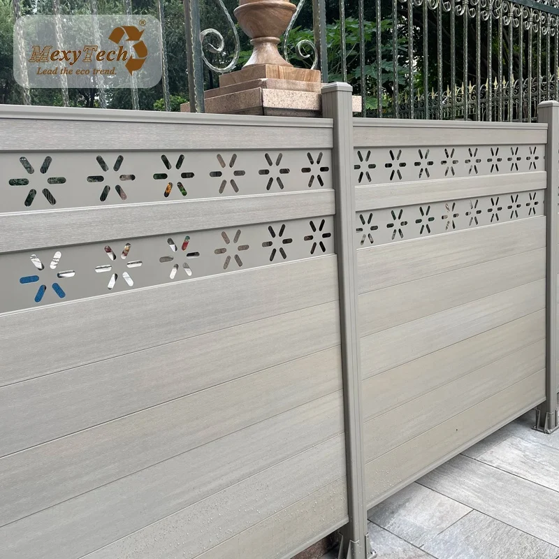 Yard Weather-resistant Environmental friendly Thick panel Tall panels design Louvered Angled slats wpc fence for backyard