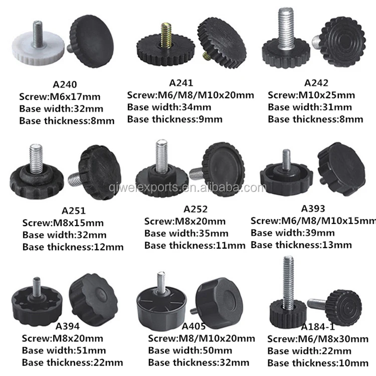 Black M6 Screw Hexagon  plastic  Chair glides for Cabinet A268