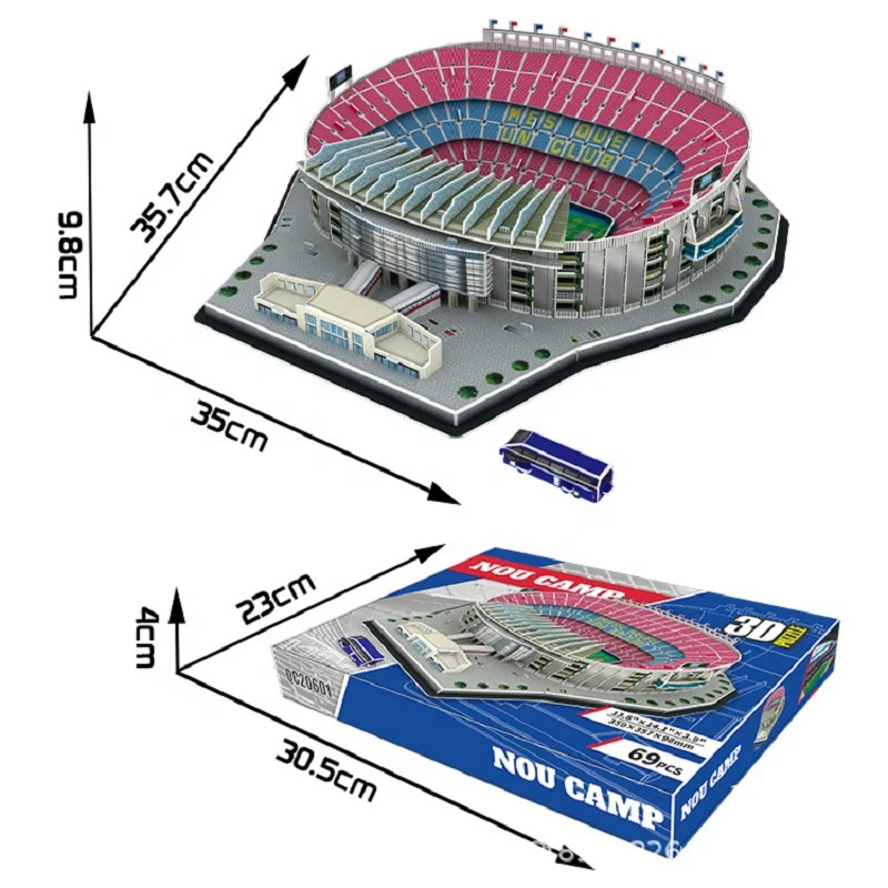 69Pcs World Famous Architecture Football Stadium 3D Paper Puzzle Educational Toys For Kids And Adult