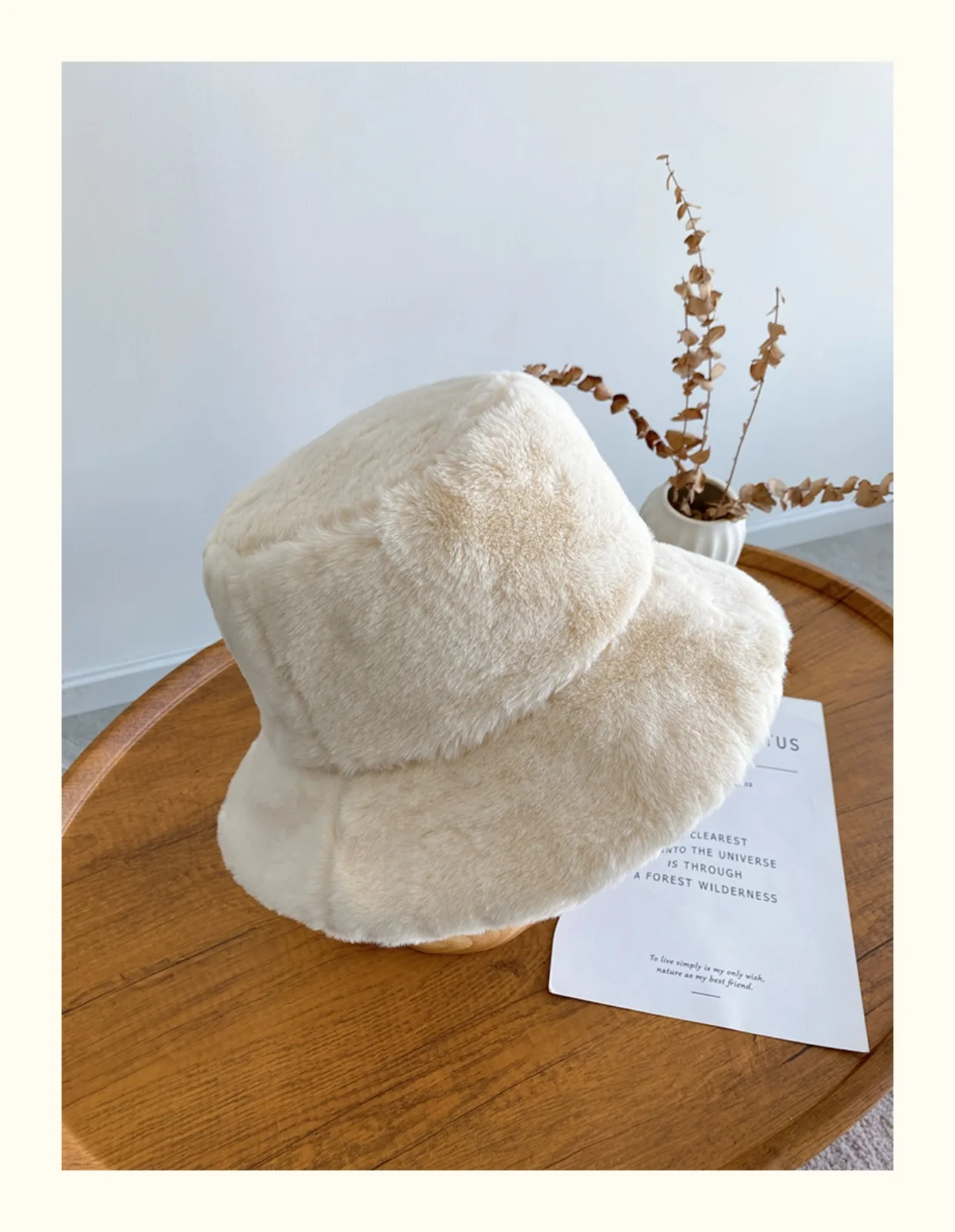 Hat Logo Embroidery Custom Faux Fur Plush Hat