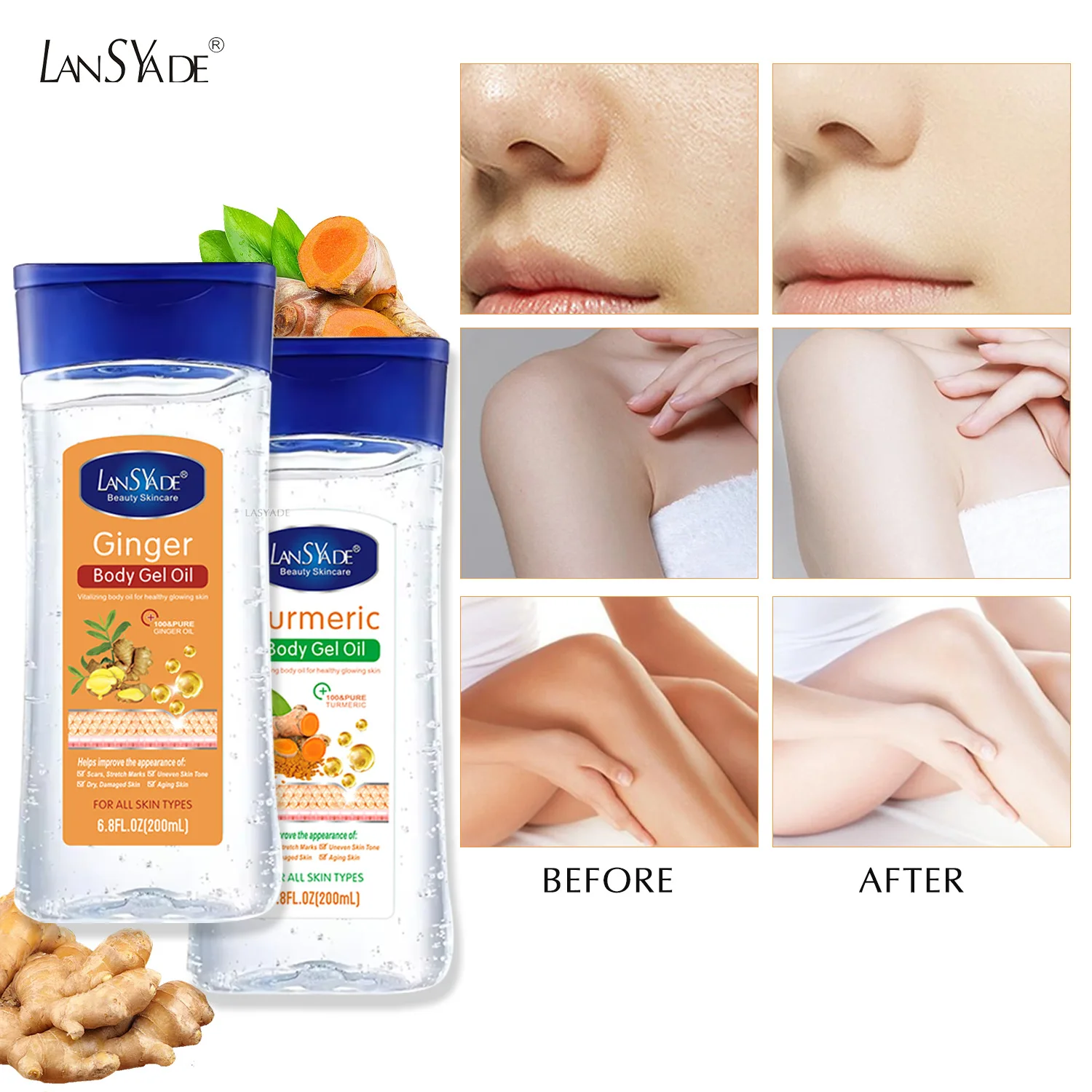 200ml Carrot Organic Gel Oil Agam Oil Body Gel Nourishing Brightening Vitamin C Massage Oil