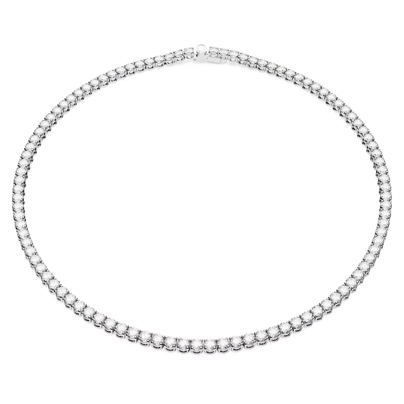 Matrix Tennis Necklace Round Cut Small Pink White Yellow Gold-tone Plated