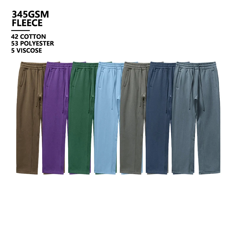 2024 Winter Open Leg Joggers Hombre Gym Cotton Fleece 345GSM Custom Wide Leg Sweatpants Casual Blank Training Pants